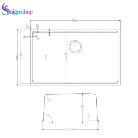 Chậu rửa bát inox 1 hố Konox TARI 7648SR/SM